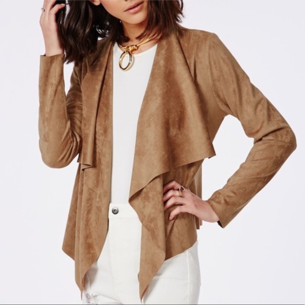 Zara Faux Suede Draped Cardigan